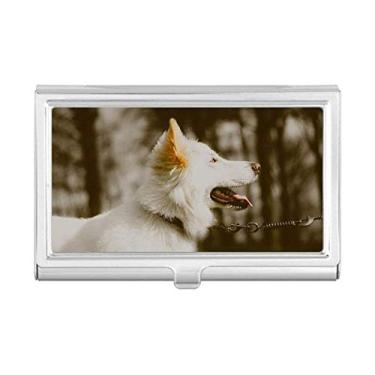 Imagem de Porta-cartões de visita com foto de animal de estimação de cachorro branco