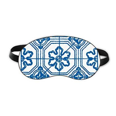 Imagem de Talavera Blue Pattern Flower Ilustration Sleep Eye Shield Soft Night Blinfold Shade Cover
