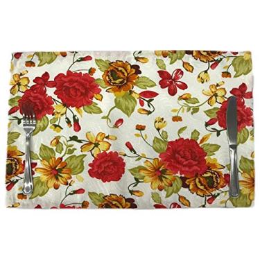 Imagem de Serviço Americano Impermeável Estampado Floral Vermlho