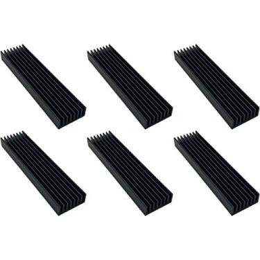 Imagem de Easycargo Dissipador de calor de alumínio do radiador do dissipador de calor de 100 mm para resfriamento amplificador de potência LED 100 mm x 25 mm x 10 mm preto 6 peças