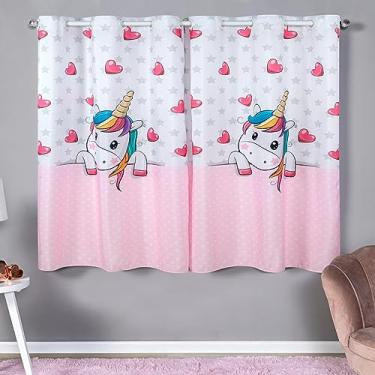 Imagem de Cortina Para Quarto Infantil 2,00 x 1,50m Menina Bailarina Safari Rosa Unicornio Nenem Janela Padrão Princesa (Unicórnio)