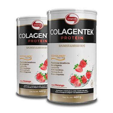 Imagem de Kit 2 Colagentek Protein Vitafor Morango 460g