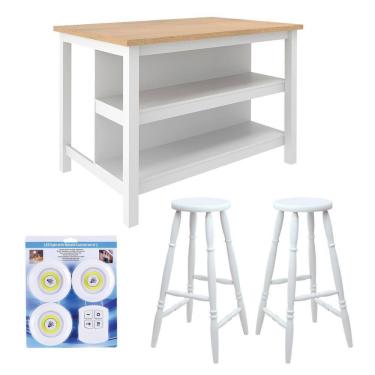 Imagem de Bancada gourmet ilha Cozinha+ kit luz+2 Banq. Ditália CD1019