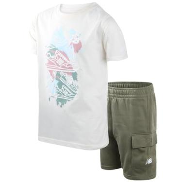 Imagem de New Balance Conjunto de shorts para meninos – 2 peças camiseta de manga curta e shorts cargo de moletom de lã – conjunto esportivo para meninos (4-12), Azeitona de, 10