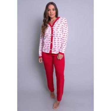 Imagem de Pijama MVB Modas Aberto Blusa Com Botões E Calça Feminino-Feminino