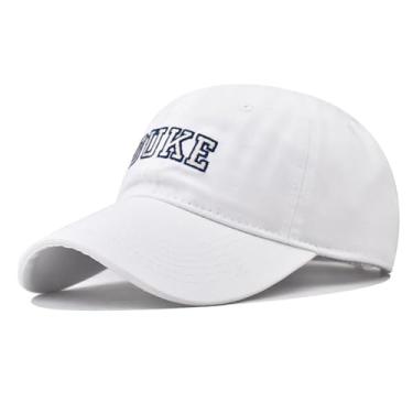 Imagem de URTAODFE Boné de beisebol lavado bordado Duke University, boné de caminhoneiro de algodão golfe chapéu de pai presente, Branco, G