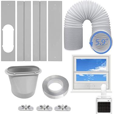 Imagem de Coolaihan Kit de ventilação de ar condicionado portátil com vedação universal de mangueira de exaustão de 15 cm para unidade AC, kit de janela com acoplador para janelas deslizantes horizontais ou