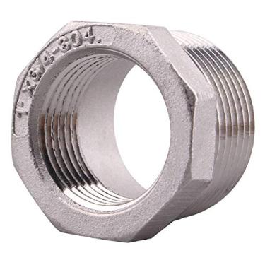 Imagem de DERPIPE Bucha de descarga sextavada redutora de aço inoxidável, 1" NPT macho 3/4" NPT fêmea, adaptador redutor de encaixe de tubo fundido