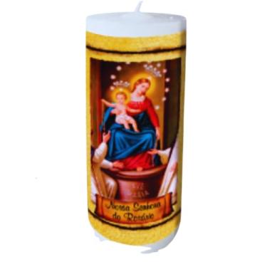 Imagem de Vela De Novena de Nossa Senhora, De 9 Dias, Católica, 370 Gramas. Com Oração Personalizada No Rótulo, Várias Opções, Altura de 17 cm. Pruduto Premium. (Nossa Senhora do Rosário)