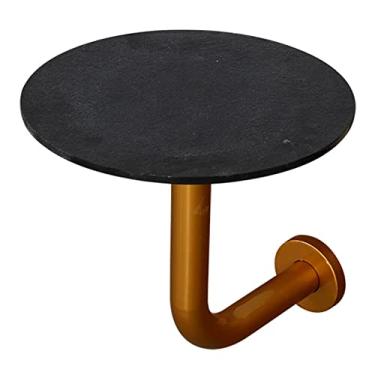 Imagem de Mesa de bar alta mesa de bistrô clássico bistrô pub móveis - estilo moderno coquetel pub mesa para sala de estar, bistrô, cozinha, ilha, flintstone, base de ferro - mesa de parede em forma de L, preta