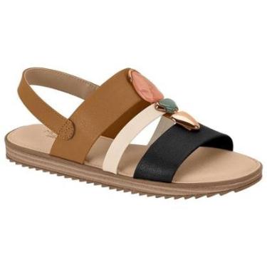 Imagem de Sandália Papete Feminina Camel Preto Creme Modare 7141.144-Feminino