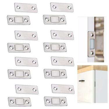 Imagem de Fecho Ima Magnetico Trava Fecha Porta Armario Janela Gaveta 8 Peças Ul