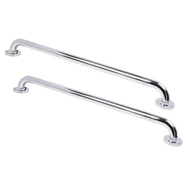 Imagem de Barra Alça Apoio Inox 60cm Kit 2 Uni Suporte Anti Queda Cadeirante Def