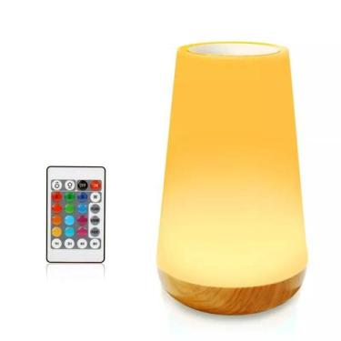 Imagem de Luminária de Mesa Bravalumi Led Magic Colors RGB Touch USB, Amadeirado