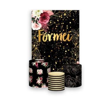 Imagem de Painel De Festa Vertical 1,50 x 2,20 + Trio De Capas Cilindro -  Flore