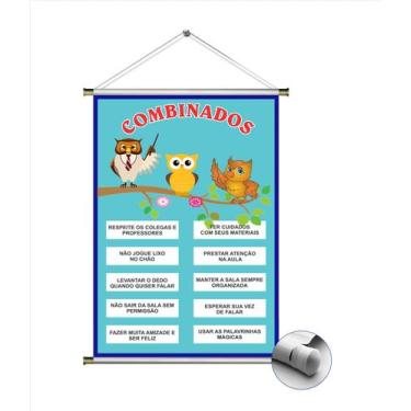 Imagem de Banner Escolar Didático Combinados a Turma  - tam. 60x80cm - segplakas