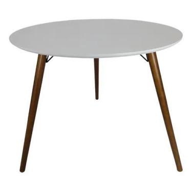 Imagem de Mesa Redonda 70cm Branco com 3 Pé Palito 75cm Suporte V  - jthome