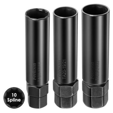 Imagem de Feekoon Pacote com 3 chaves de substituição de 10 porcas estriadas para TA20-17/19, TA20-19/21 e TA23-21/22, compatível com porcas e parafusos de 10 estrias Bimecc, chave SUV pequena e grande com