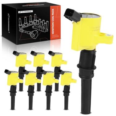 Imagem de A-Premium (amarelo) Pacote de bobina de ignição do motor compatível com Ford F-150, F-250 Super Duty, Mustang & Lincoln Town Car, Navigator & Mercury Grand Marquis, V8 4.6L 5.4L, Replace# 1L2U12029AA,