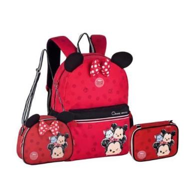 Imagem de Kit Mochila Costas Escolar + Lancheira + Estojo Box Tsum Tsum Minnie V