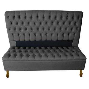 Imagem de Cabeceira + Recamier Baú Capitone Iza Para Cama Box Super King 198 Cm 