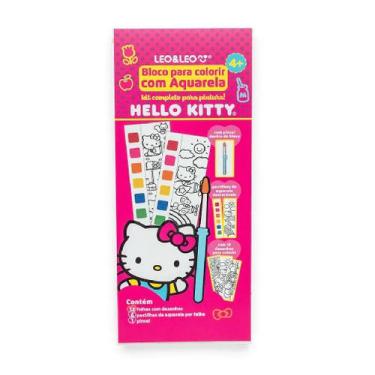 Imagem de Bloco de Colorir Com Aquarela  Hello Kitty  Dino  Fundo do Mar 12 Dese