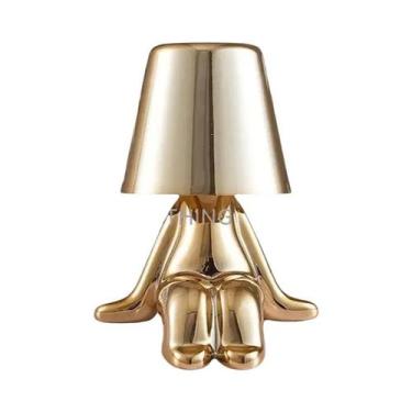 Imagem de Abajur de Mesa Dourado - Luminária de Cabeceira para Quarto, Sala e Re