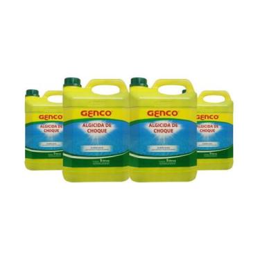 Imagem de Kit 4 Algicida de Choque 5l Genco Limpeza Piscina Genclor