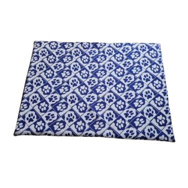 Imagem de Cama Impermeável para Cães - Colchonete estampado. (capa removível) 70x50 (Azul patinhas)