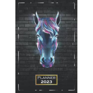 Imagem de Planner 2023: A5 (6x9) | One Week on a Double Page | From Monday to Sunday | Diary | Horse Motif Colorful | qb2