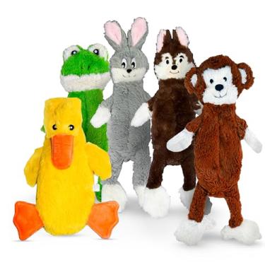 Imagem de FGA MARKETPLACE Flat No Stuffing No Squeak Brinquedo de pelúcia para cachorro, estilo divertido que vai divertir o seu cão por horas, recomendado para cães pequenos e médios de 53 cm de comprimento (pacote com 5)