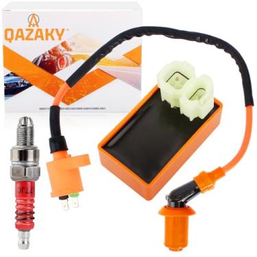 Imagem de QAZAKY Performance AC CDI + bobina de ignição + vela de ignição A7TC GY6 50cc – 80cc 90cc 110cc 125cc 150cc 4 tempos Motores Scooter ATV Go Kart Moped Quad Go Kart Pit Dirt Racing Bike 139QMB 152QMI 1