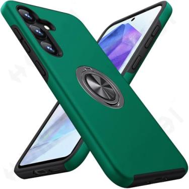 Imagem de Capa para Samsung Galaxy S24 S23 S22 S21 Ultra Plus A55 A35 A15 Grau Armor Bumper à prova de choque Anel de metal rígido PC Silicone Capa, verde, para Samsung A05