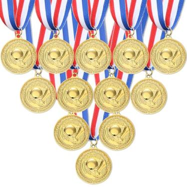 Imagem de RoundFunny 12 medalhas de ouro de prêmio de futebol em massa, medalhas de vencedor, medalhas de ouro, troféus com fitas de pescoço, prêmios, presentes para competições esportivas, festas