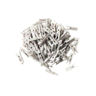 Imagem de Mini Prendedor Pregador Colorido Kit com 50 peças 2,5cm Fotos Mural de fotos Decoração festas drinks chá de bebê scrapbook (Branco)