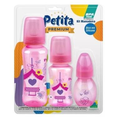 Imagem de Kit Mamadeira Com 3 Bico Ortodôntico Rosa 3426 - Petita