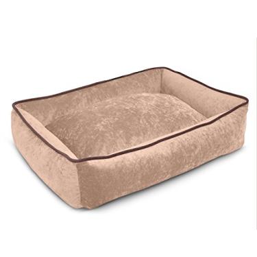 Imagem de PUP IQ Cama para cães Smart Pup Sand Lounger, tamanho grande, cor bege clássica, tecido de camurça Crypton Stay Clean, à prova d'água, feita nos EUA, lavável na máquina com uma capa removível