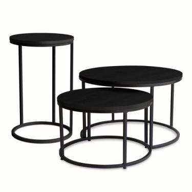 Imagem de Trio de Mesas de Centro Kira Preta - NAURA DESIGN