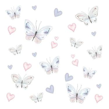 Imagem de Papel De Parede Adesivo Lavável Borboletas E Corações In201 - Banner B