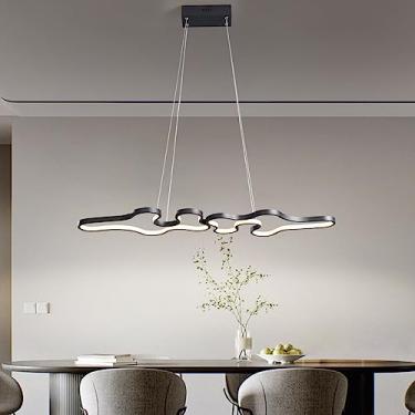 Imagem de Minimalista Led Luzes Pendentes Para Sala de Jantar Cozinha Quarto lustre led Preto Pendurado Lâmpada Pingente Iluminação Interna AC110-240V Comprimento 90cm Candelabro (Preto)