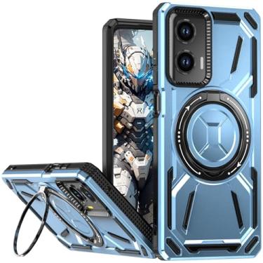 Imagem de CCSmall Capa para Moto Edge 50 Fusion com suporte para homens, capa protetora à prova de choque de grau militar com suporte de anel giratório de 360° para Motorola Edge 50 Fusion 2HJ azul