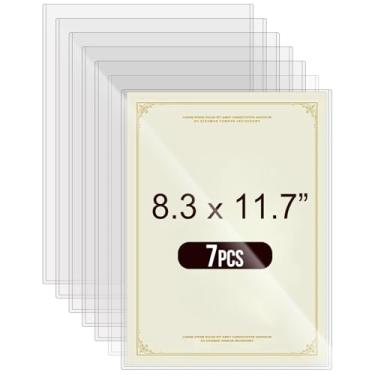 Imagem de 7 protetores rígidos de impressão de 21 x 29,7 cm, protetores de folhas de plástico rígido para certidão de nascimento, documento, foto, pôster