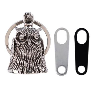 Imagem de Framendino, Lucky Guardian Bell motocicleta para ele, seu motociclista com cabide, chaveiro punk vintage, acessórios de carro (coruja)