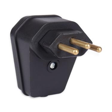 Imagem de Plugue Macho 10A 3 Pinos Extra Grande com Prensa Cabo Preto