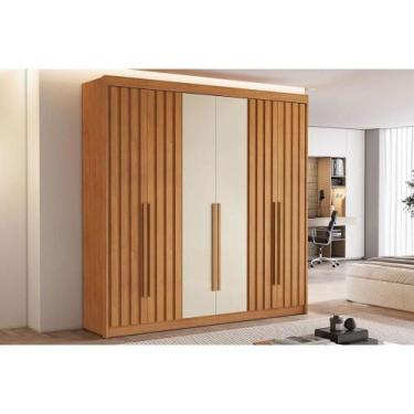 Imagem de Guarda Roupa 6 Portas (4 Ripadas) e 6 Gavetas Portugal Cinamomo/Off Wh