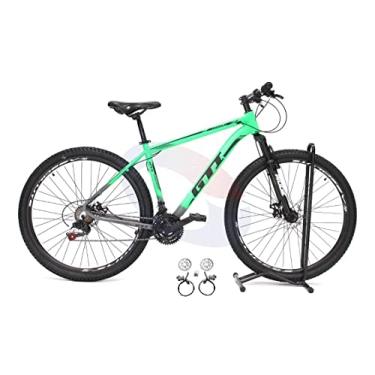 Imagem de Bicicleta Aro 29 Gti Roma Alumínio 21v Freios a Disco Hidráulicos Garfo com Suspensão (Verde/Cinza, 21)