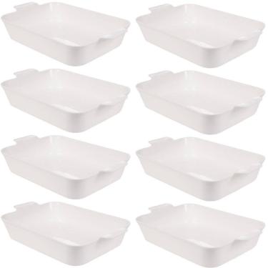 Imagem de Travessa de plástico retangular 4,5 litros marmorizado com 8 unidades Plasutil ref. 16381