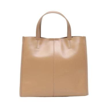 Imagem de Bolsa Tote de Couro Genuíno Vintage para Mulheres - Grande Capacidade 