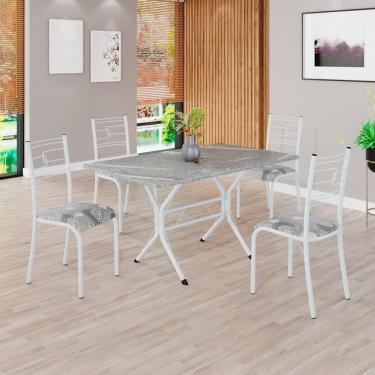 Imagem de Conjunto Sala De Jantar Mesa Retangular 120x75cm Tampo Granito Topázio 4 Cadeiras Paraty Paraopeba - Branco