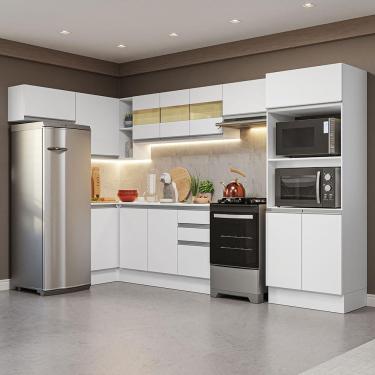 Imagem de Armário De Cozinha Completa De Canto 100% Mdf 447cm Branco Smart Madesa 01 Branco